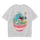 Olive T-shirt with Great Wave Ramen Bowl Graphic Design