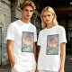 Olive T-shirt with Japanese style dragon and lightning graphic print