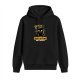 Black hoodie with cute black cat and 'Just Kitting Don't Touch Me' print