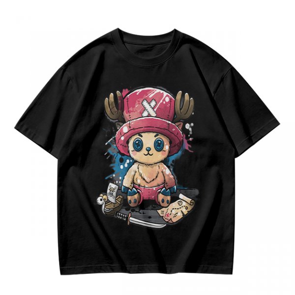 Olive T-shirt with One Piece Tony Tony Chopper Graphic Print