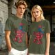 Olive Green T-Shirt with Retro Robot Graphic Print