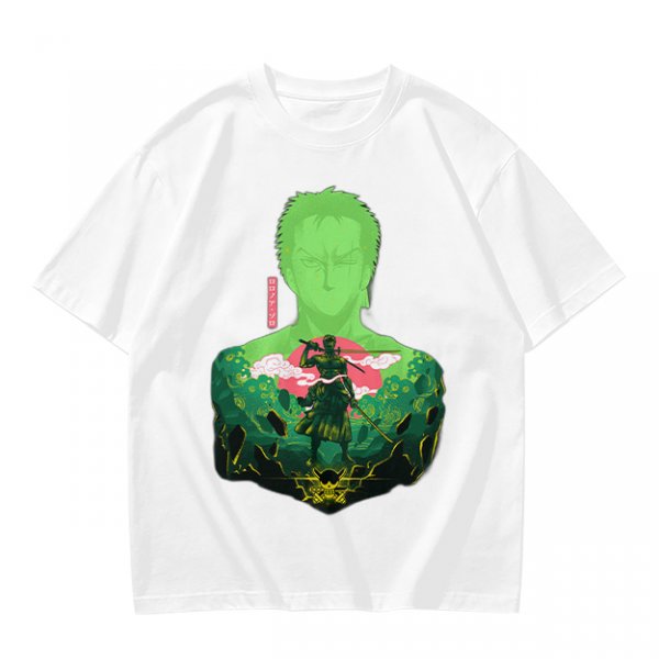 Olive Anime T-Shirt With Samurai Warrior Silhouette Art