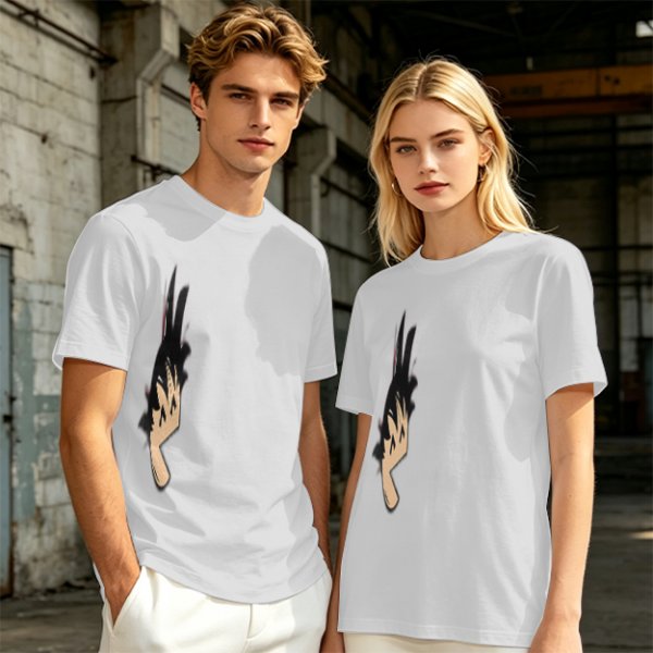 Olive green oversized t-shirt with stylized hand graphic print