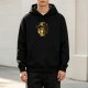 Black Hoodie With Printed Portrait Of A Man In A Cap