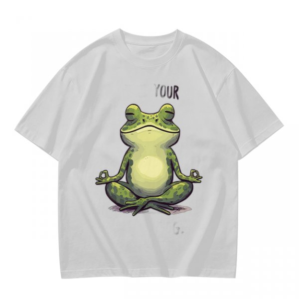 Olive T-Shirt With Meditating Frog Graphic Print