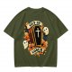 Olive Halloween T-Shirt with Get In Loser Coffin Ghost Floral Art