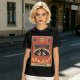 Olive T-Shirt With Raccoon El Diablo Tarot Card Print