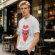 Olive T-Shirt With Cute Cartoon Heart Lifting Dumbbells Print