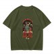 Olive t-shirt with devil call center graphic and 'Your Soul Is Very Important To Us' text