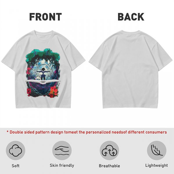 Olive T-shirt with fantasy forest glider rider graphic print
