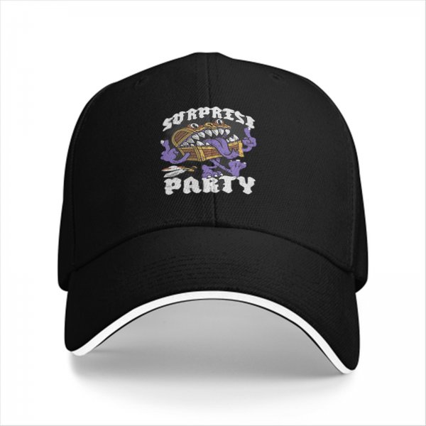 Surprise Party Monster Chest Graphic Black Baseball Cap