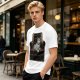 Olive Green T-Shirt With Cat In Armchair Graphic Print