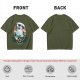 Olive T-Shirt With Sailor Cat Tattooed Pipe Design