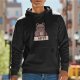 Black graphic hoodie with grumpy bear holding coffee and 'NOPE' text
