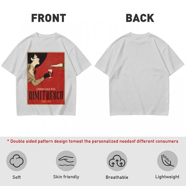 Olive t-shirt with vintage Dimitrescu red wine graphic print