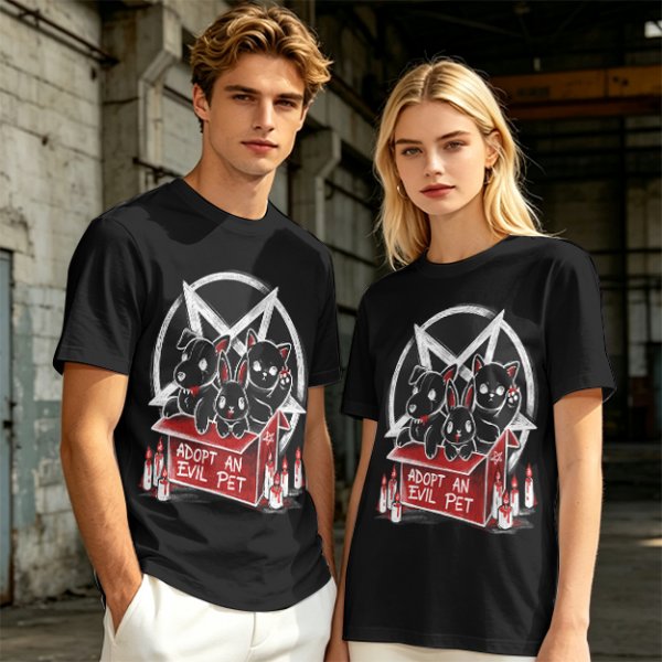 Adopt An Evil Pet T-Shirt With Pentagram And Spooky Animal Art