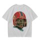 Olive T-Shirt with Zombie Football Player Helmet Graphic