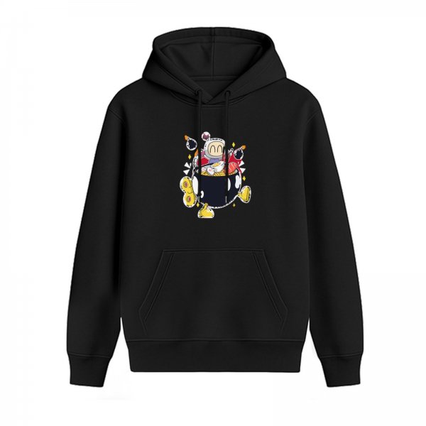 Black hoodie with cute cartoon ramen astronaut graphic