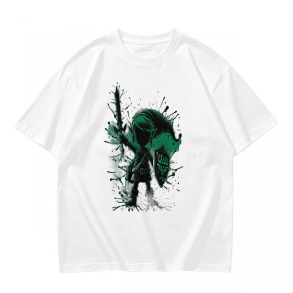 Olive Green T-Shirt With Legendary Hero Ink Splatter Art