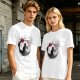 Olive T-Shirt with Japanese Style Cat and Red Sun Art Print