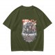 Olive Green T-Shirt with Japanese Ramen Themed Anime Art Print