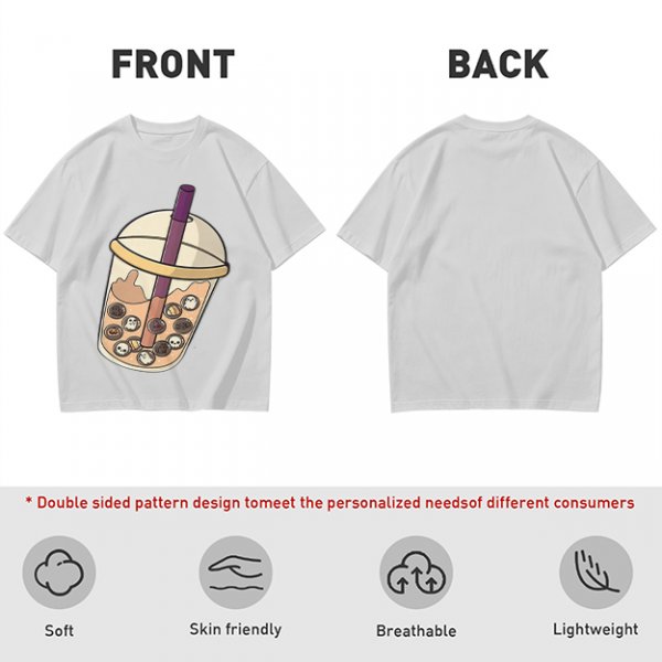 Olive T-Shirt With Halloween Themed Boba Tea Graphic