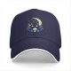 Black Baseball Cap With Night City Black Cat Crescent Moon Skull Art