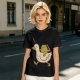 Olive T-Shirt Featuring Frog Riding Duck Holding Knife