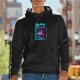 Black Hoodie with Cyberpunk Anime Female Character Graphic