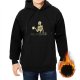 Black hoodie with skeleton holding mug in water graphic