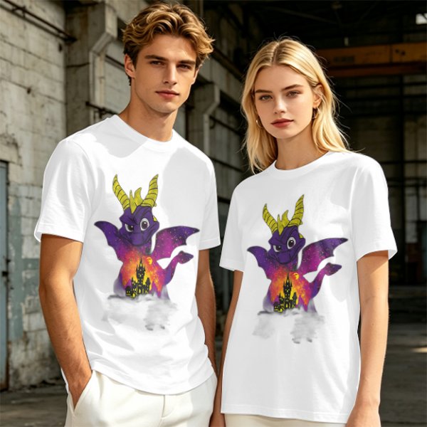 Olive T-Shirt Featuring Spyro The Dragon With Castle Galaxy Artwork