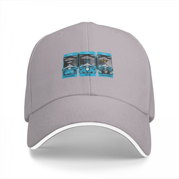Black Baseball Cap With Thunder Rain Lightning Tarot Card Style Print
