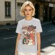 Olive green graphic tee with retro masked rider ramen motorcycle art