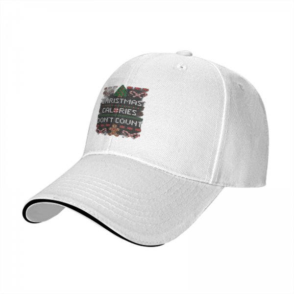 Black Baseball Cap With Christmas Calories Don't Count Festive Print