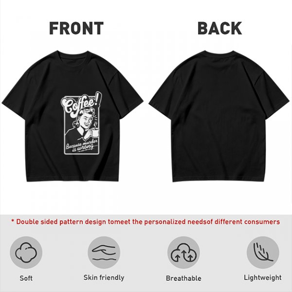 Olive T-Shirt with Retro Coffee Murder Pun Graphic