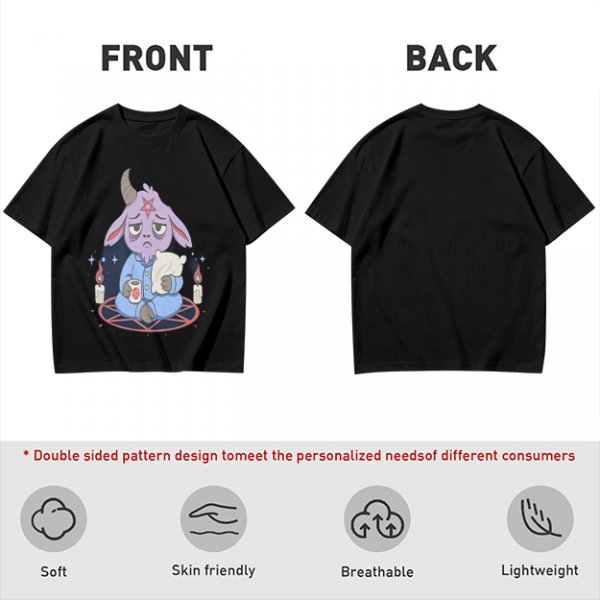 Oversized T-Shirt With Sleepy Baphomet Goat In Pajamas Print