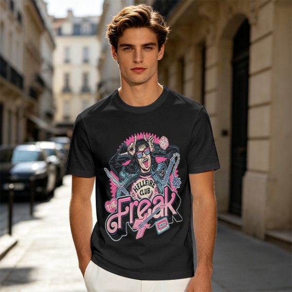 Olive Graphic T-Shirt with The Freak Hellfire Club Rock Print