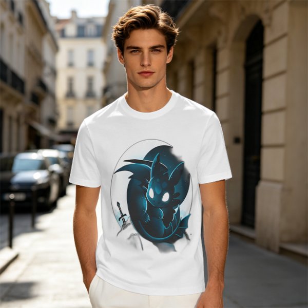 Olive T-Shirt With Glowing Dark Dragon Moon Print