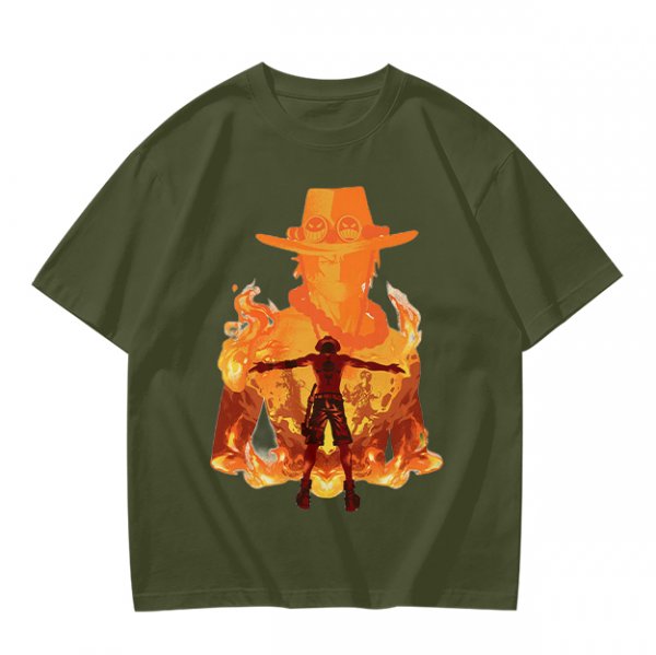 One Piece Ace Fire Silhouette Graphic T-Shirt