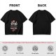 Olive graphic t-shirt with chainsaw man chasing scared person and 'Small Talk Does!' text