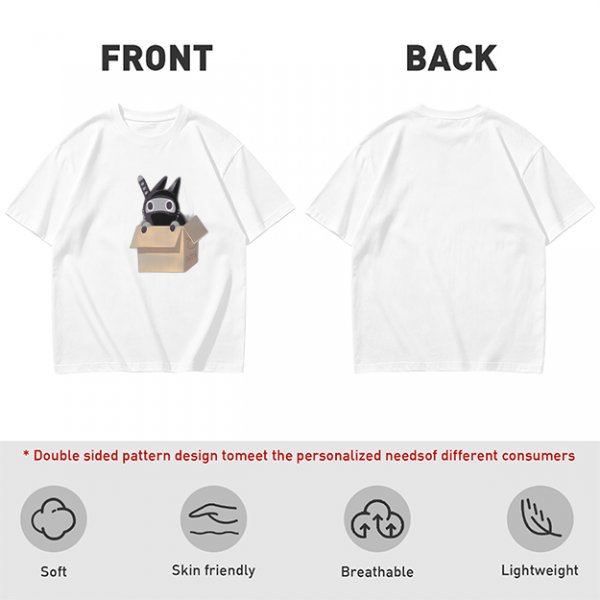 Olive Green T-Shirt With Ninja Cat In Cardboard Box Graphic