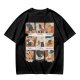 Olive T-Shirt with 9 Grid Cute Cat Illustrations Print