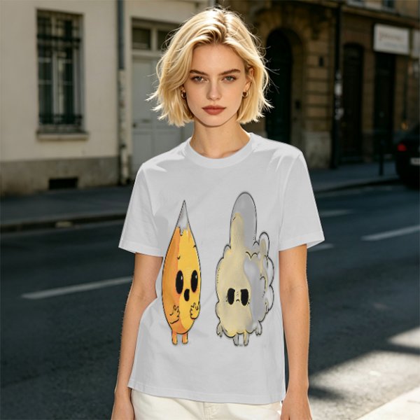 Olive T-Shirt With Surprised Flame and Burnt Ghost Character Art