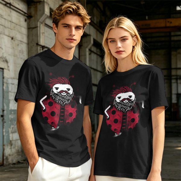 Olive Green T-Shirt With Bearded Ladybug Print