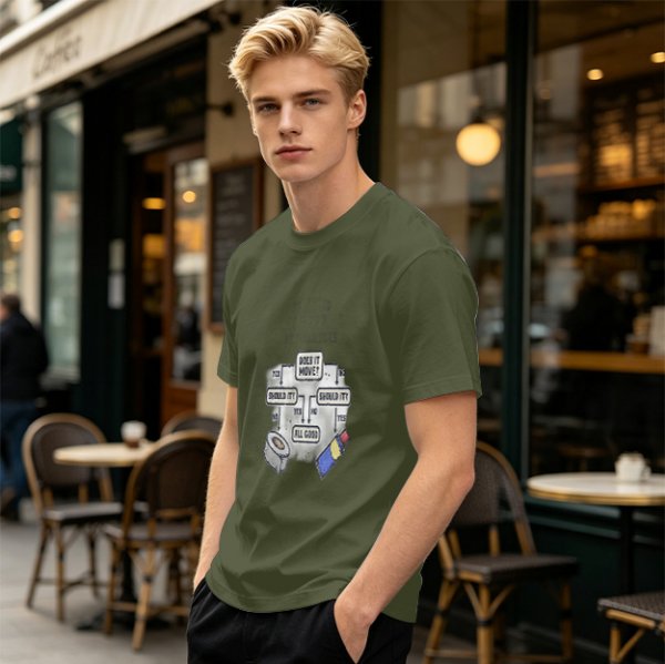 Funny duct tape and WD-40 flowchart graphic olive t-shirt