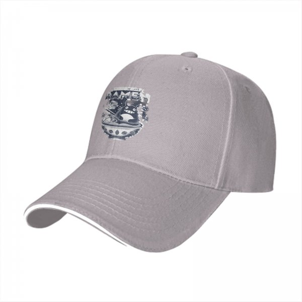 Black baseball cap with Ramen Totoro graphic print