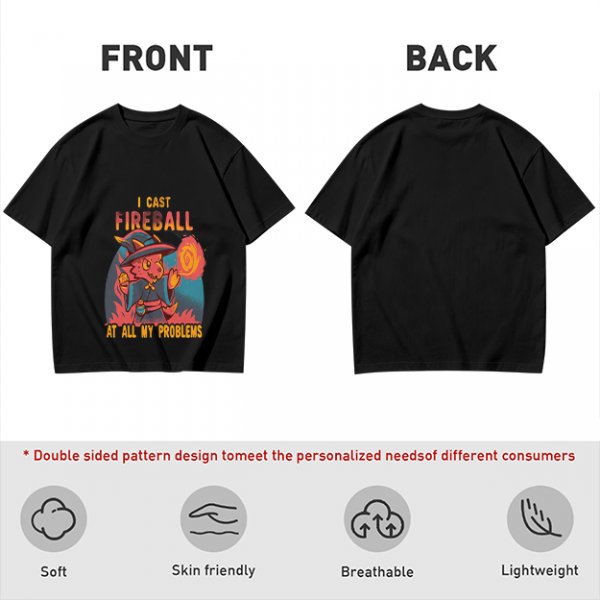 I Cast Fireball At All My Problems Dragon Wizard T-Shirt