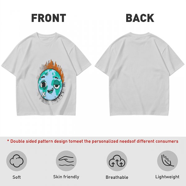 Olive T-shirt with Worn Burning Earth Graphic and 'Fine Thanks' Text