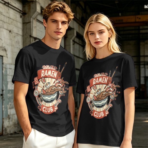 Olive Ramen Club Graphic T-Shirt with Noodle Bowl Art