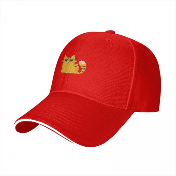 Black Baseball Cap With Cute Worried Orange Tabby Cat Graphic